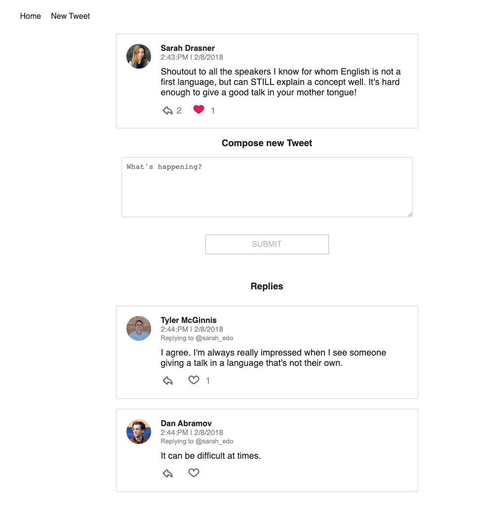 GitHub - epirir/twetter-clone: Simple twitter clone using React and Redux.