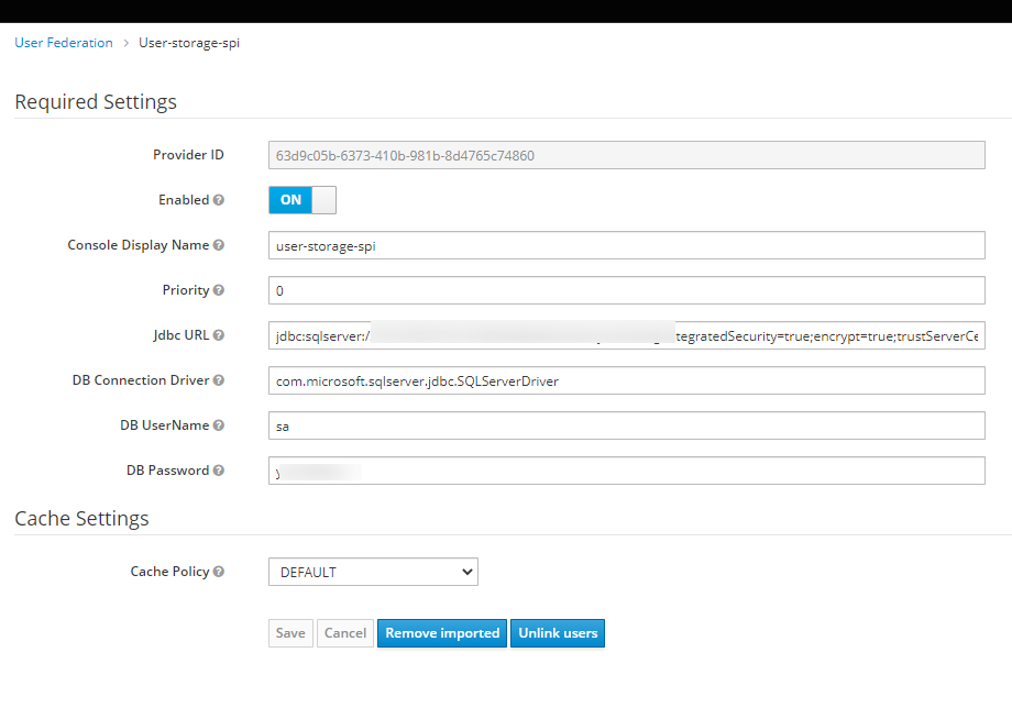 In the User Federation, use MSSQL to report the error of SSL. · Issue