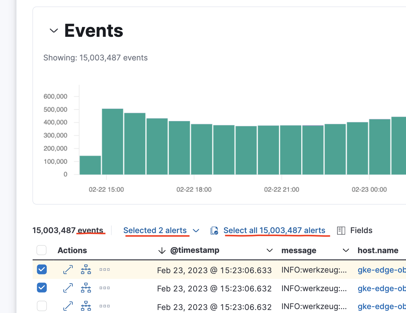  security solution on host events and user events tab when we select an