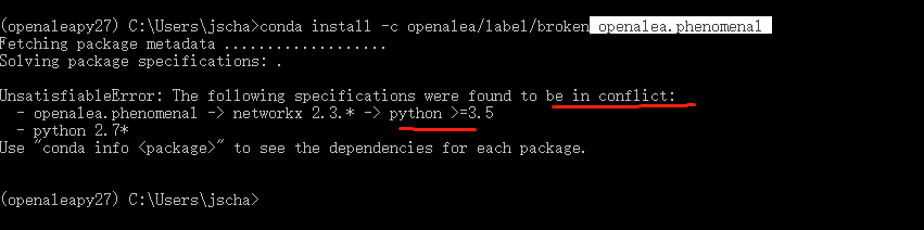 Need Python3.5? when running "conda install -c openalea/label/broken ...