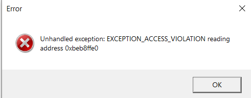 Exception Access Violation crash when trying to export project to ...