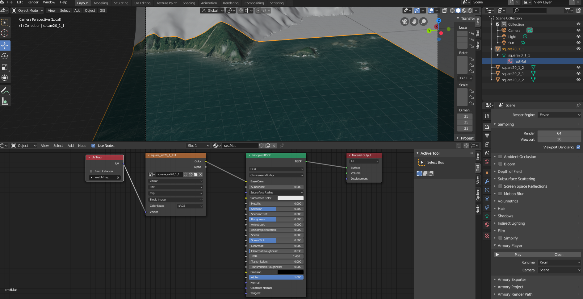 Material does not show in Krom - maybe related to UV Map node / cache ...