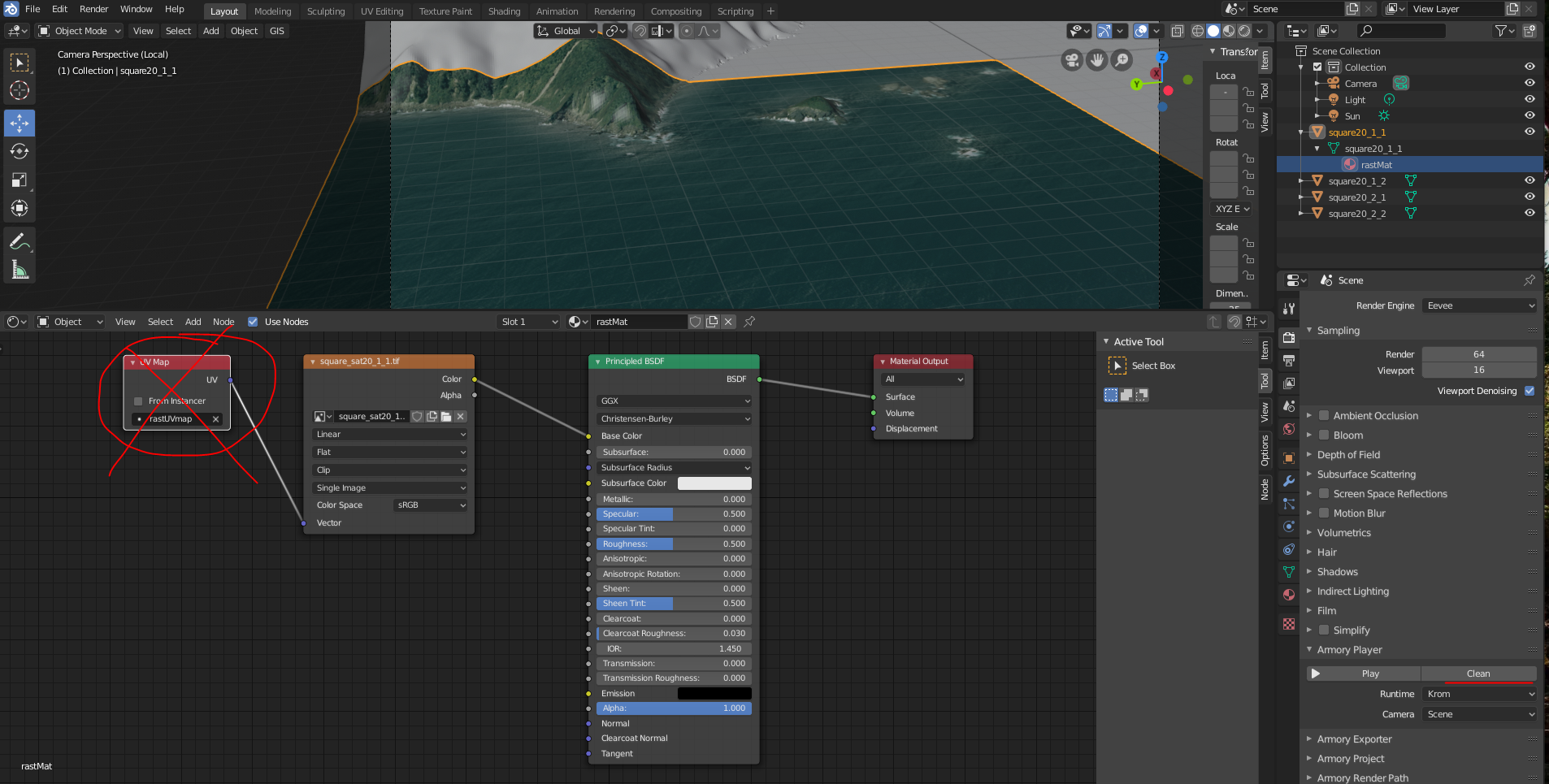 Material does not show in Krom - maybe related to UV Map node / cache ...