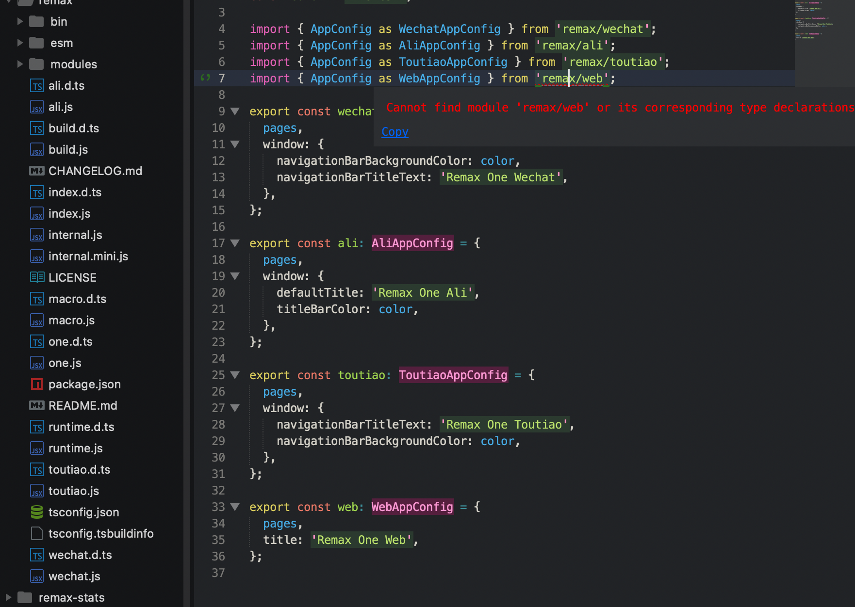 [BUG]remax/web 类型未导出 · Issue #1720 · remaxjs/remax · GitHub