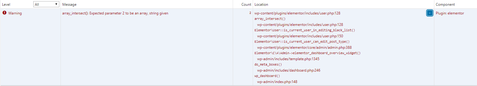 array_intersect(): Expected parameter 2 to be an array, string given