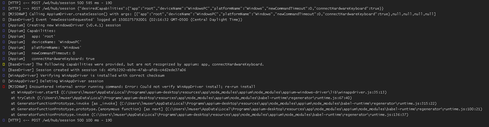 appiumerror