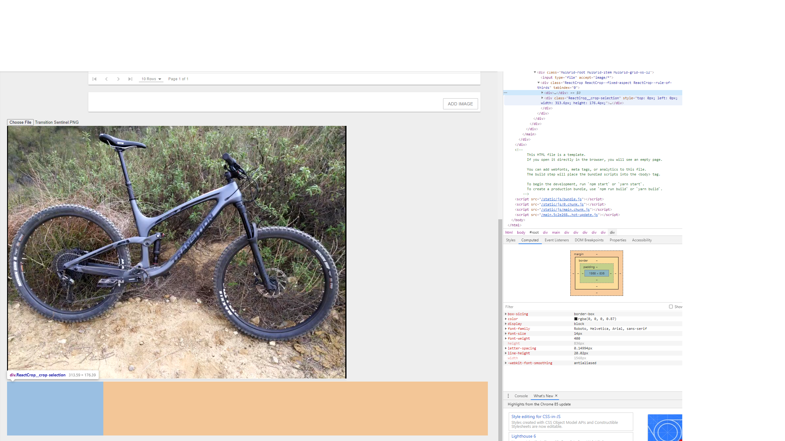 Crop area is hidden and the element appears below the image · Issue ...