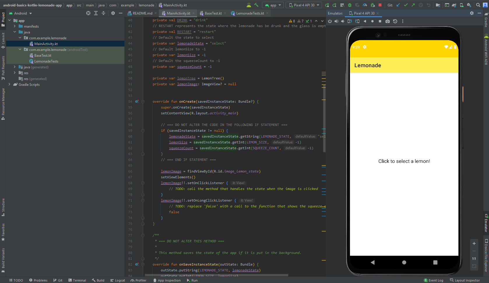 Android Basics Lemonade app · Issue 24 · googledevelopertraining