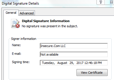 nosignaturepresent