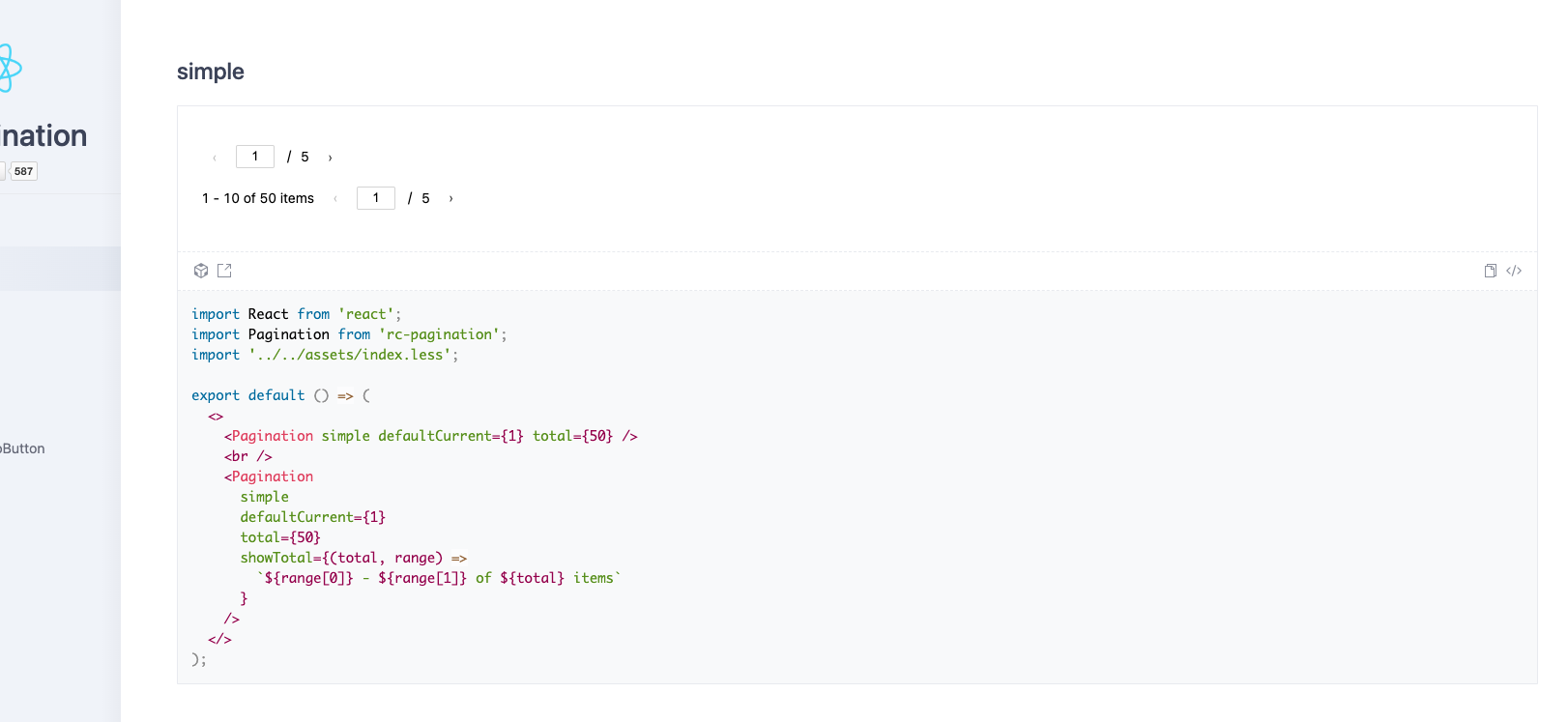 Pagination的simple属性会把showTotal的设置无效掉 · Issue #37140 · ant-design/ant ...