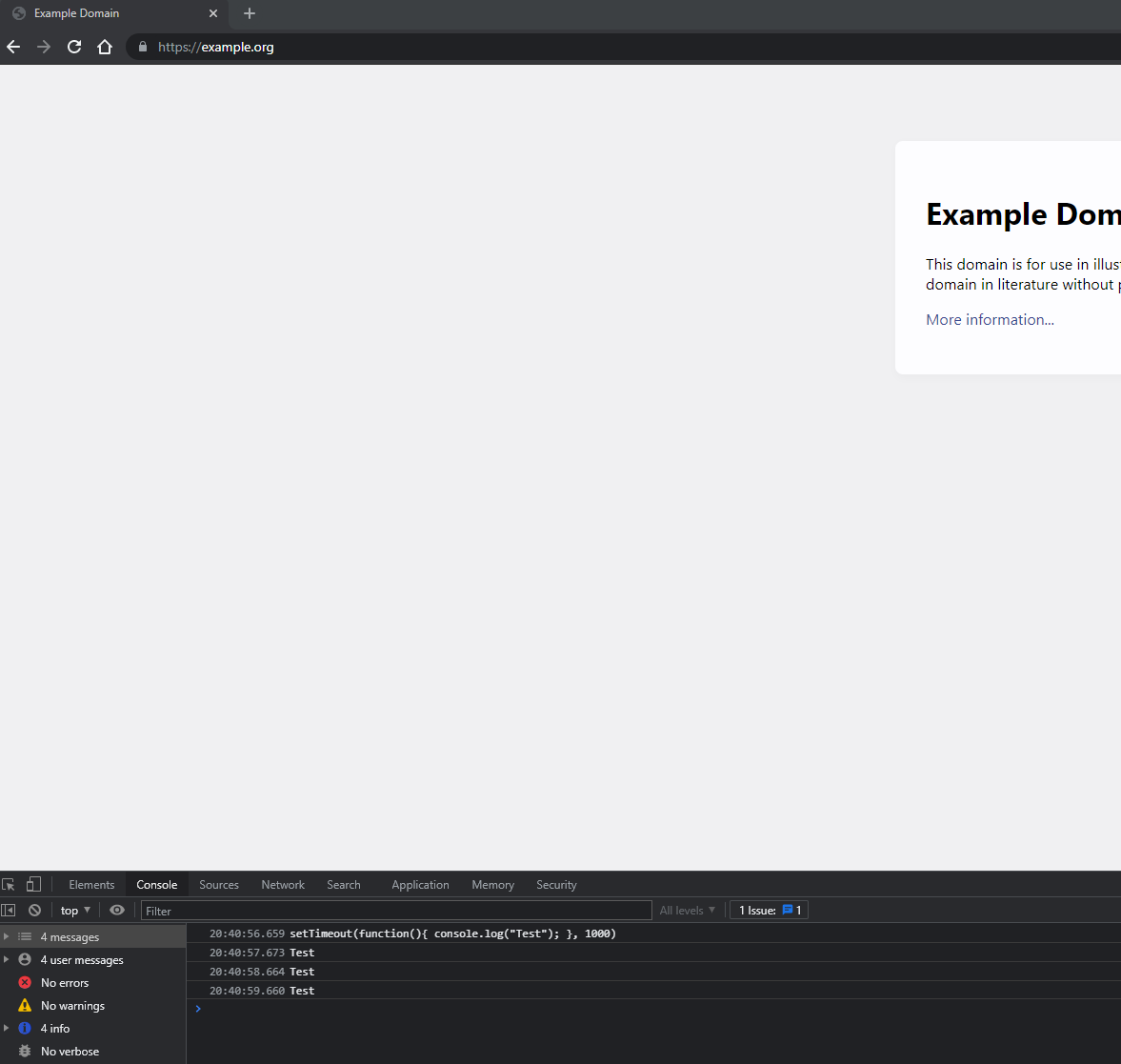  prevent setinterval shows settimeout in console instead of