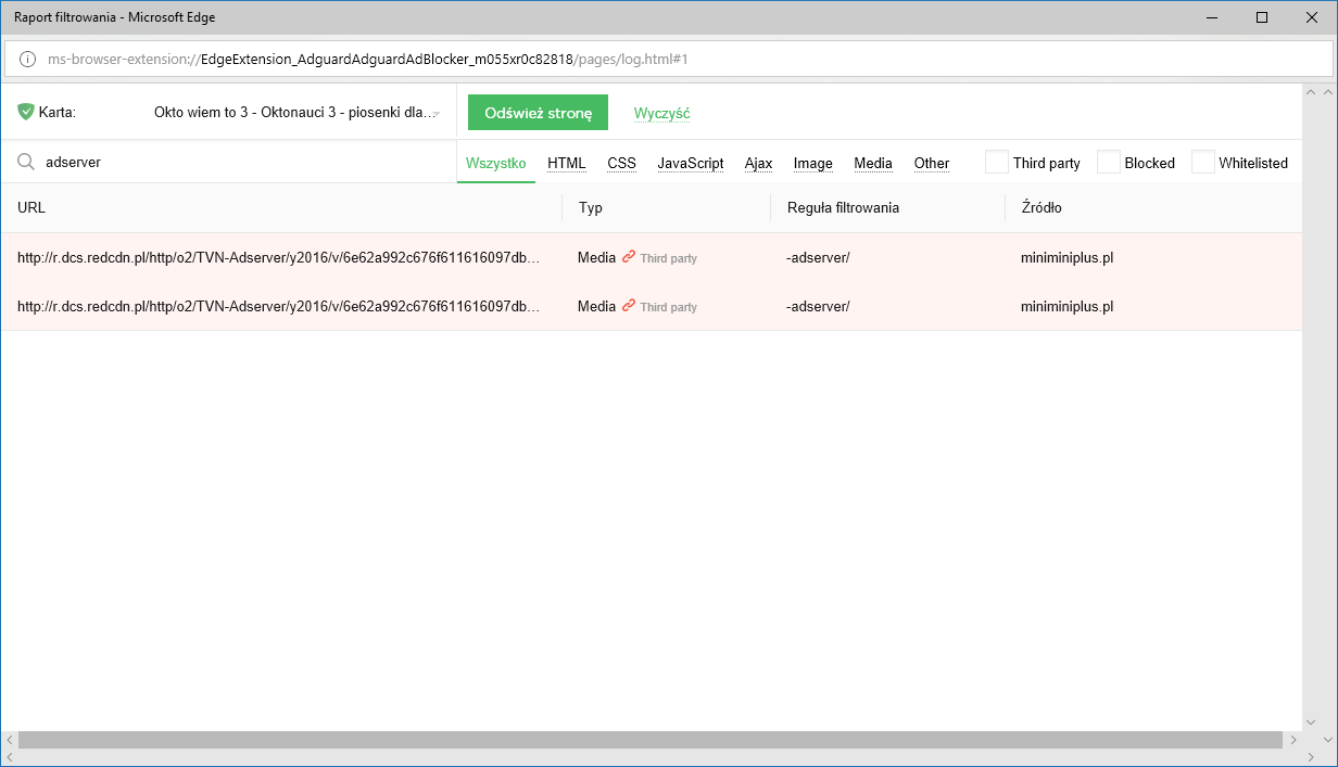 Problem with blocking ads (ads server TVN on subdomains redcdn.pl ...