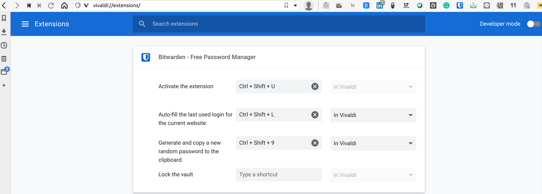 Keyboard Shortcut for Bitwarden on Vivaldi does not work · Issue 1671