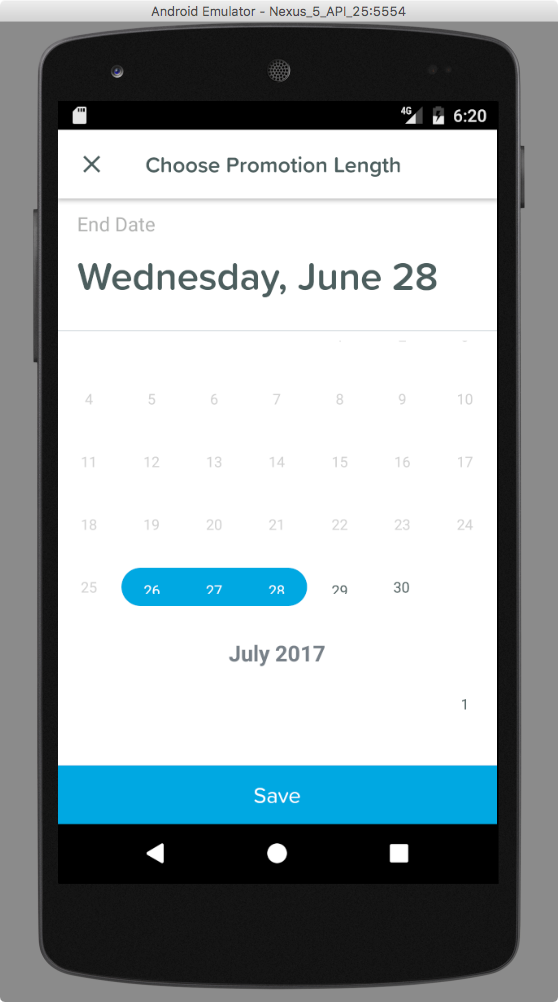 Initial selected dates have text cut off, and artifact showing ...