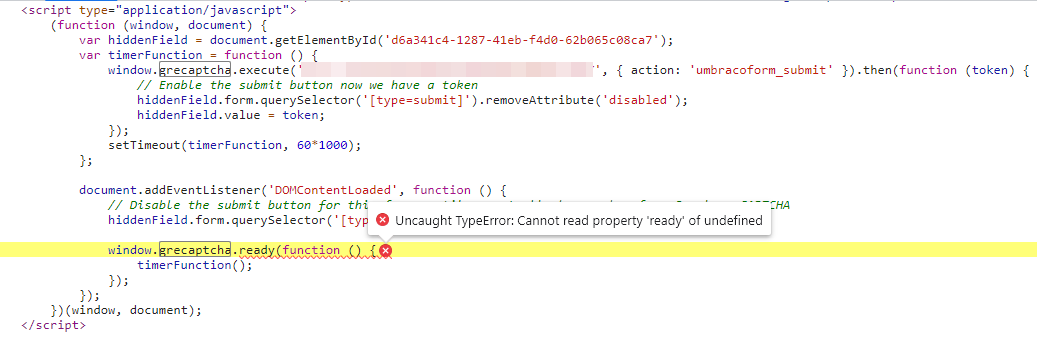 grecaptcha.ready fails · Issue #634 · umbraco/Umbraco.Forms.Issues · GitHub