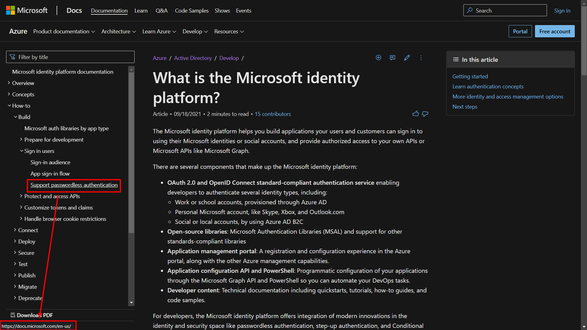 Broken link at How-to > Build > Sign in users > Support passwordless ...