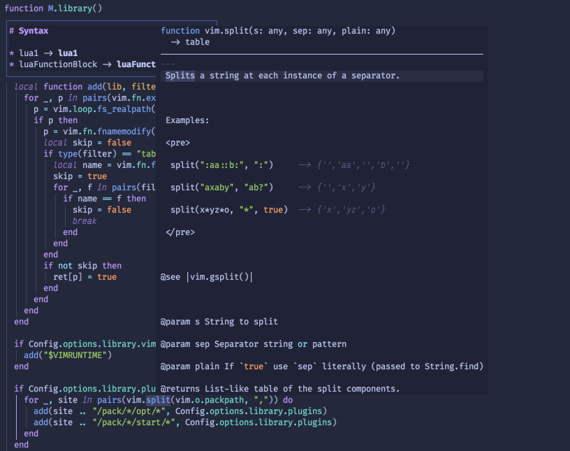 lsp.util.fancy_floating_markdown uses lua syntax for all the markdown ...