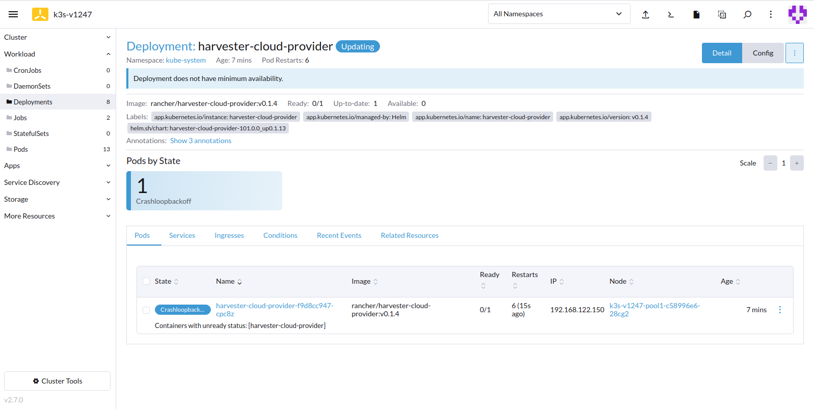 [BUG] Can't completely install Harvester cloud provider on K3s v1.24.4