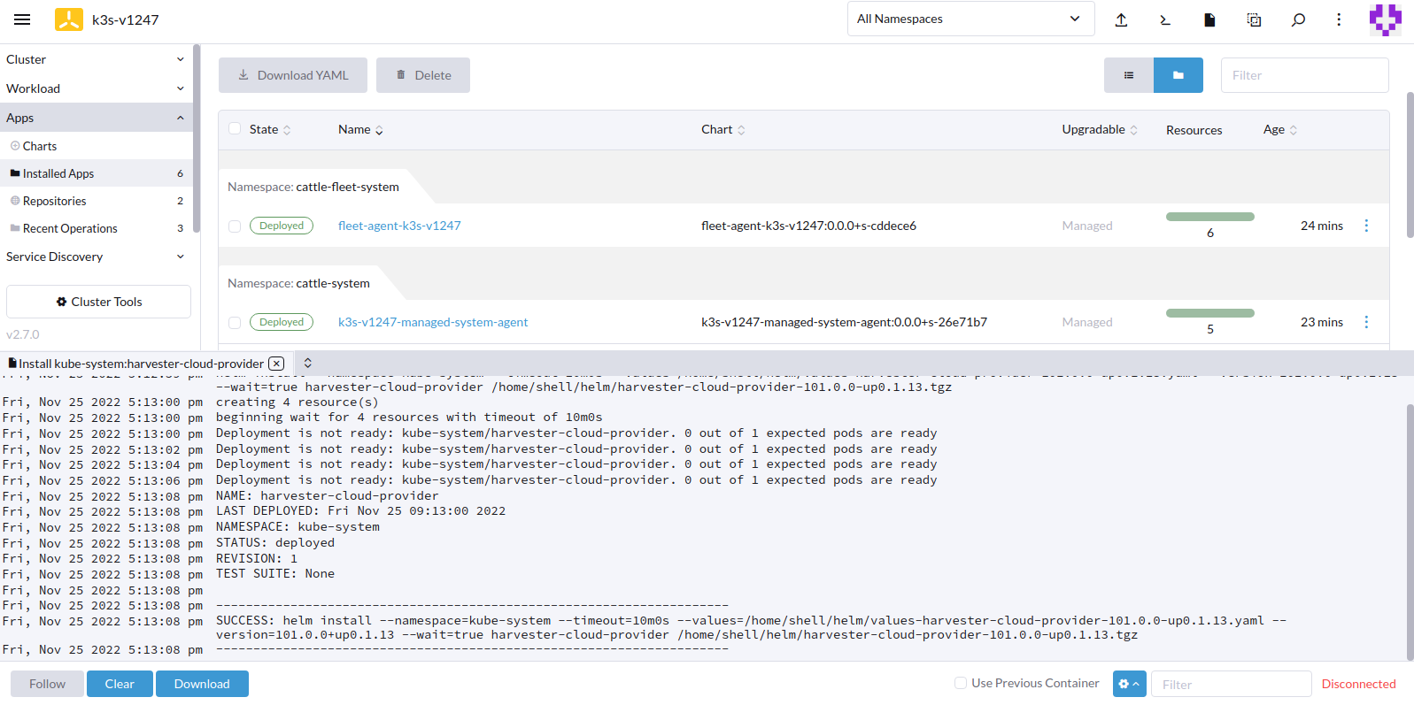 [BUG] Can't completely install Harvester cloud provider on K3s v1.24.4