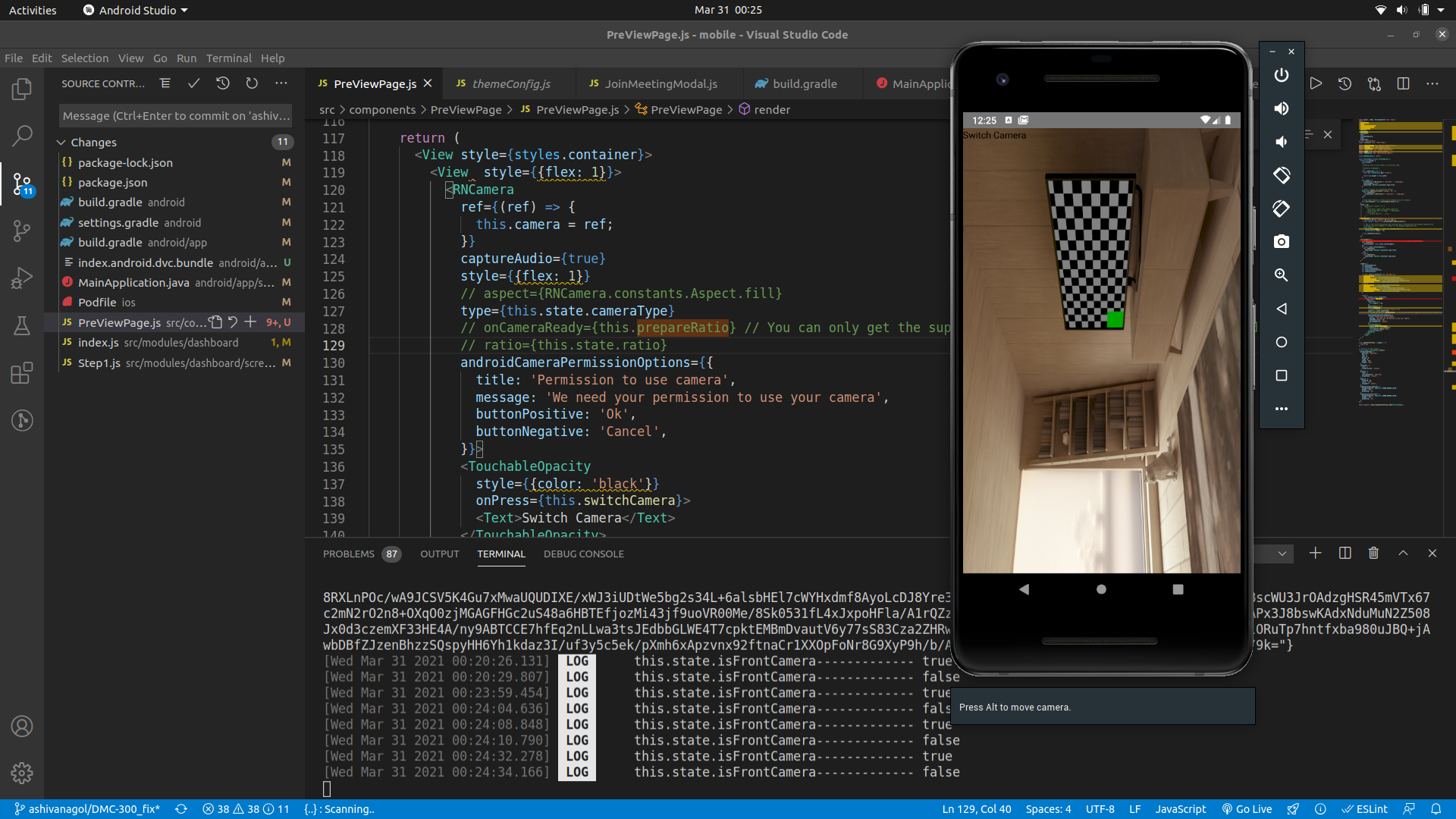 on rotaing App continusely the camera is stuck at landscape mode ...