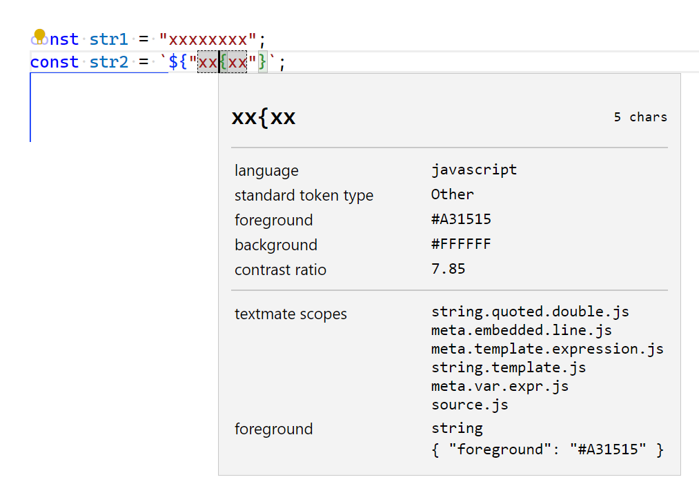 Brace inside stringliteral inside string template confuses JavaScript