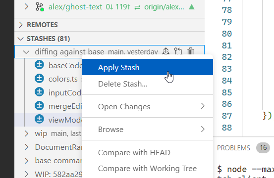 Stash - Shortcut For Pop · Issue #163549 · microsoft/vscode · GitHub