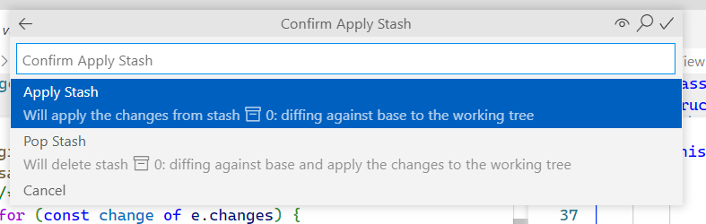 Stash - Shortcut For Pop · Issue #163549 · microsoft/vscode · GitHub