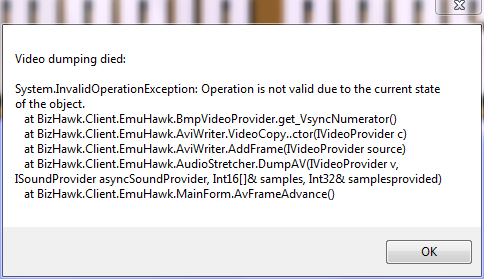 Emuhawk Window BizHawk 1.13.0 - AVI dump does not work at all, and exiting the ...