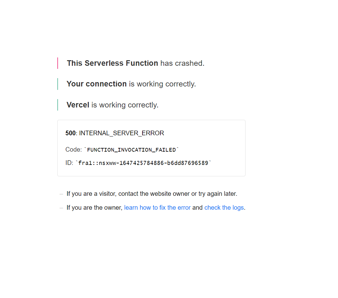 Issue with deploying a nestjs app to vercel · vercel vercel ...