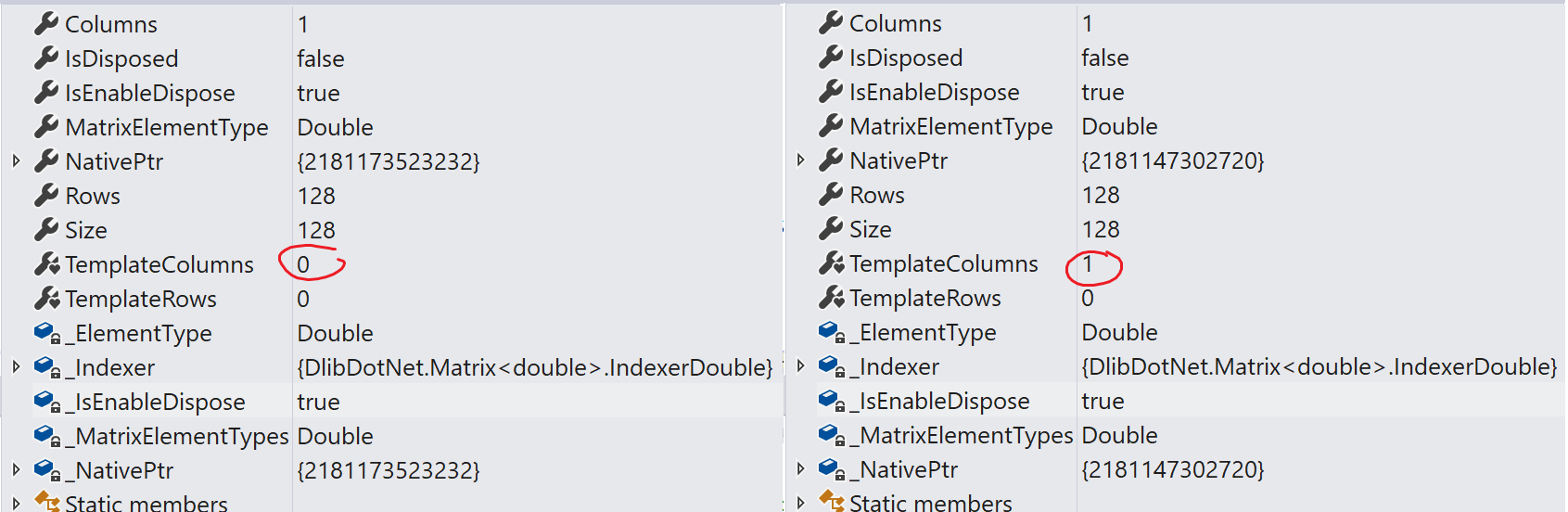 Comparing matrices returns ArgumentException · Issue 34 · takuya