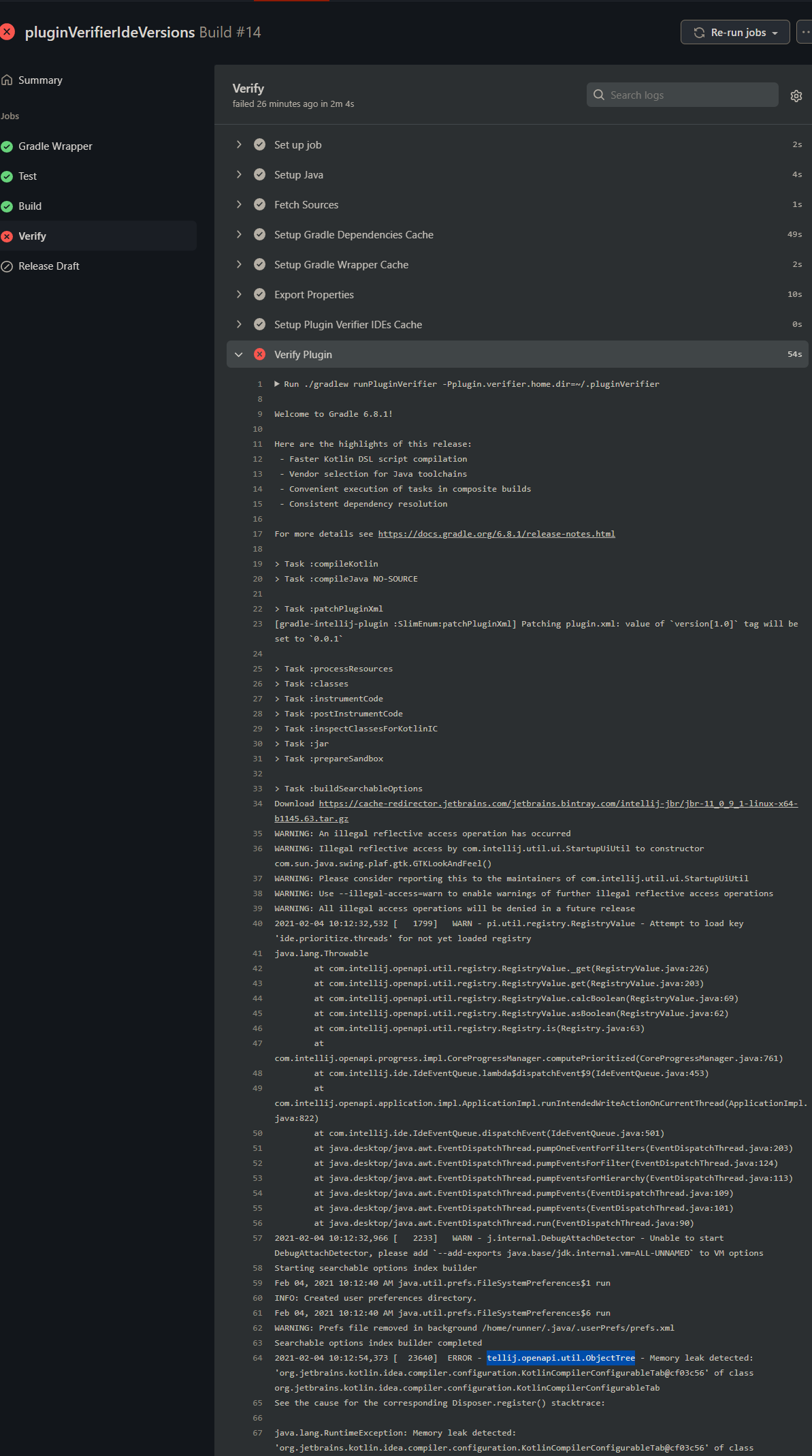 ERROR tellij.openapi.util.ObjectTree Memory leak detected · Issue