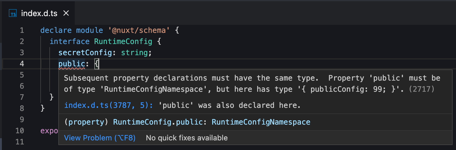 Unable to type public runtime config · Issue #13823 · nuxt/nuxt · GitHub