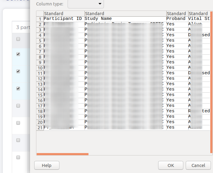 Cannot export only a few rows in the table · Issue 1582 · kidsfirst