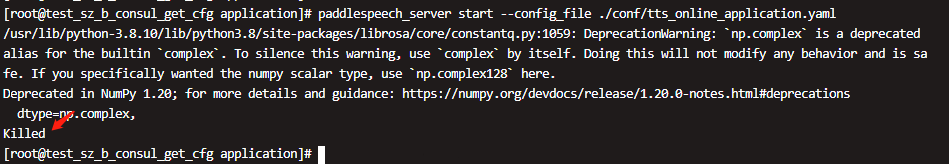启动server时 程序killed · Issue #2188 · PaddlePaddle/PaddleSpeech · GitHub