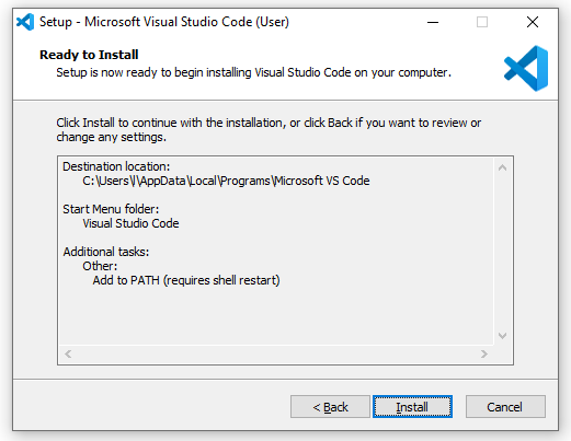 VS Code installation confirmation