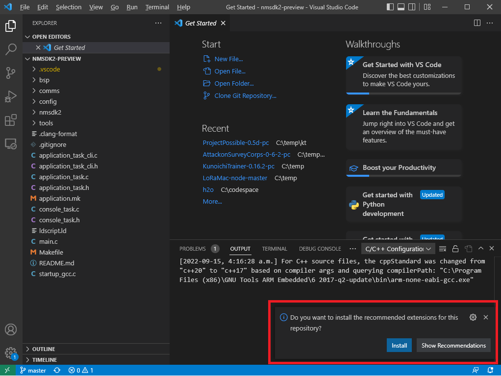 Recommended extension popup