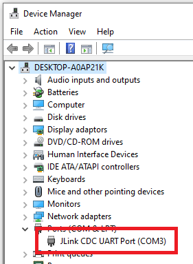 JLink Device Manager connected