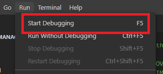 Run start debugging