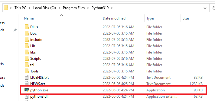 Python Installation Folder
