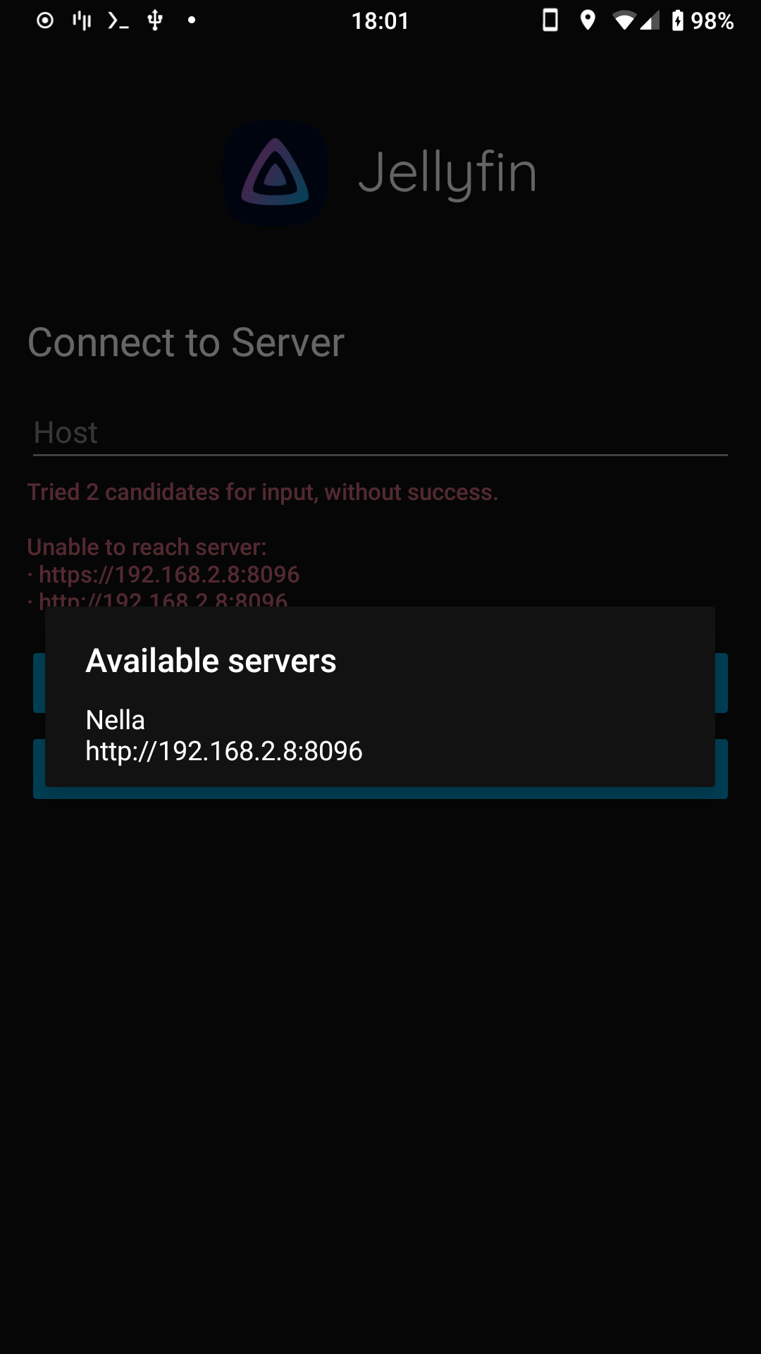 (FDroid) Can't connect "Unable to reach server" · Issue 493