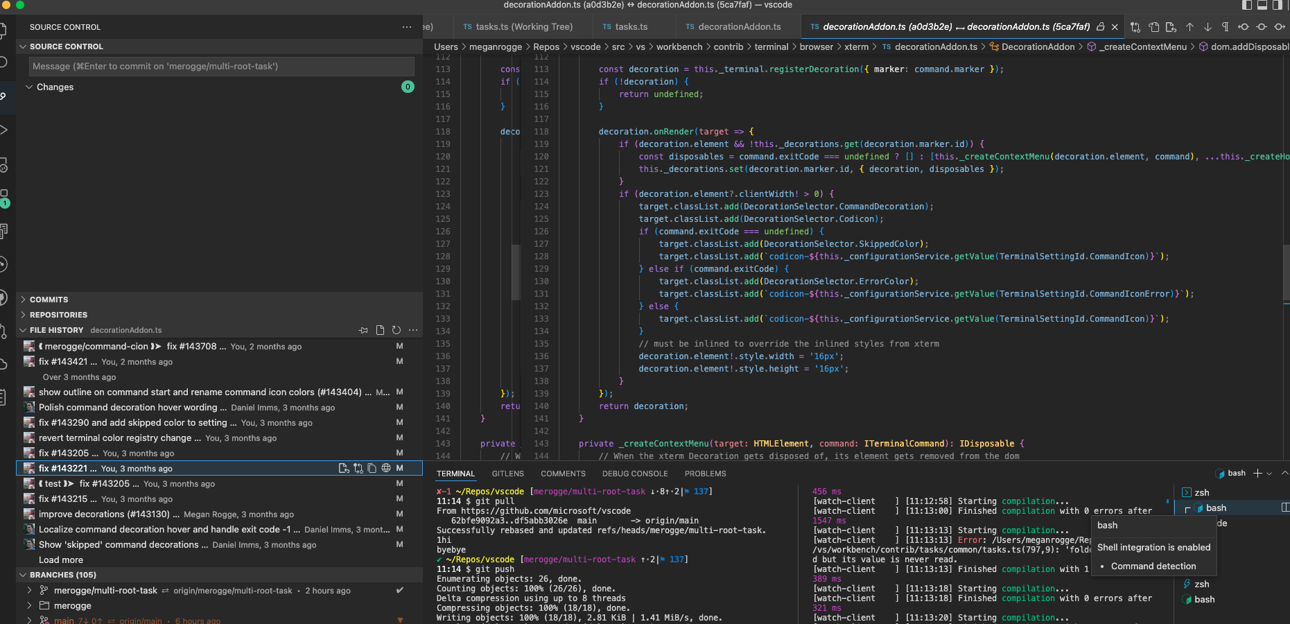 Decoration listeners are added every time a decoration is rendered ...