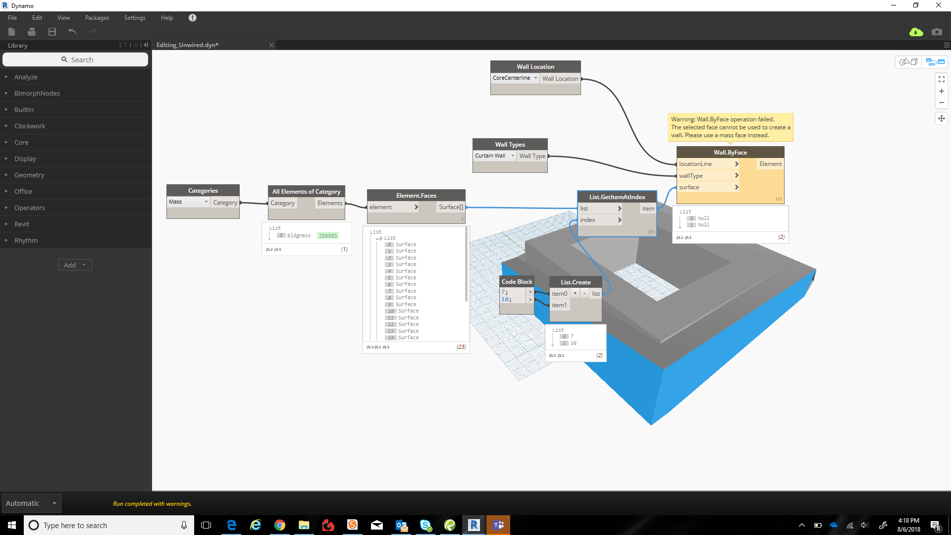 WallByFace creation problems · Issue #2117 · DynamoDS/DynamoRevit · GitHub