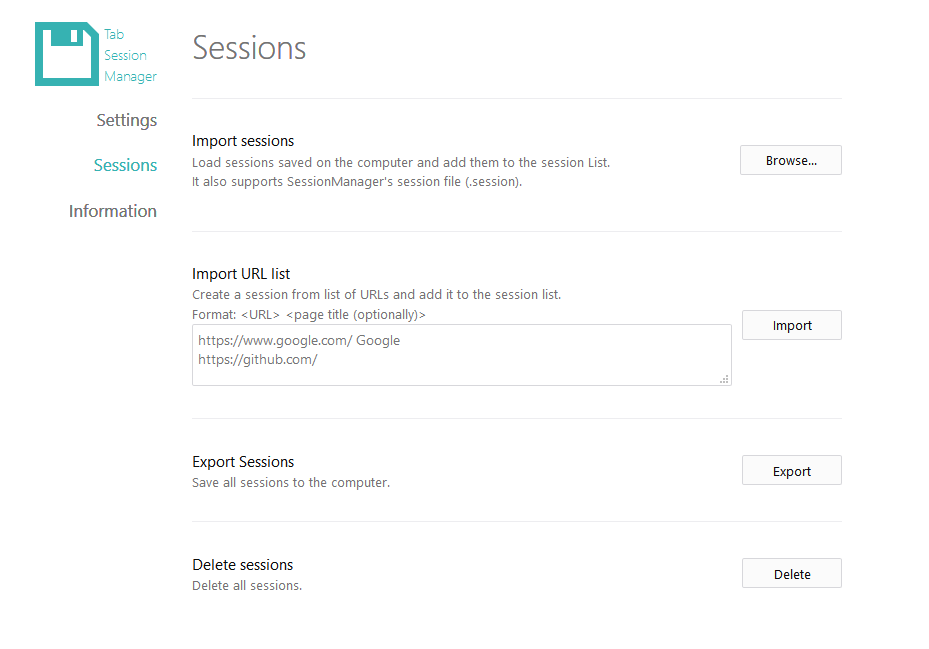 Export/import settings · Issue #350 · sienori/Tab-Session-Manager · GitHub