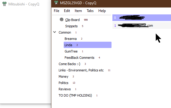 CopyQ 2nd uncloseable blank Window