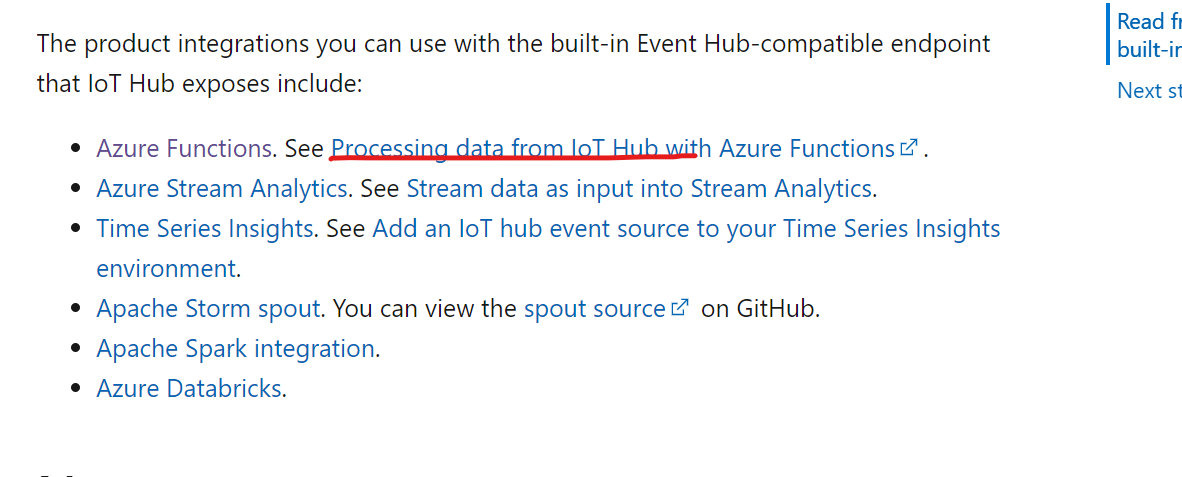 The link to Processing data from IoT Hub with Azure Functions does not ...