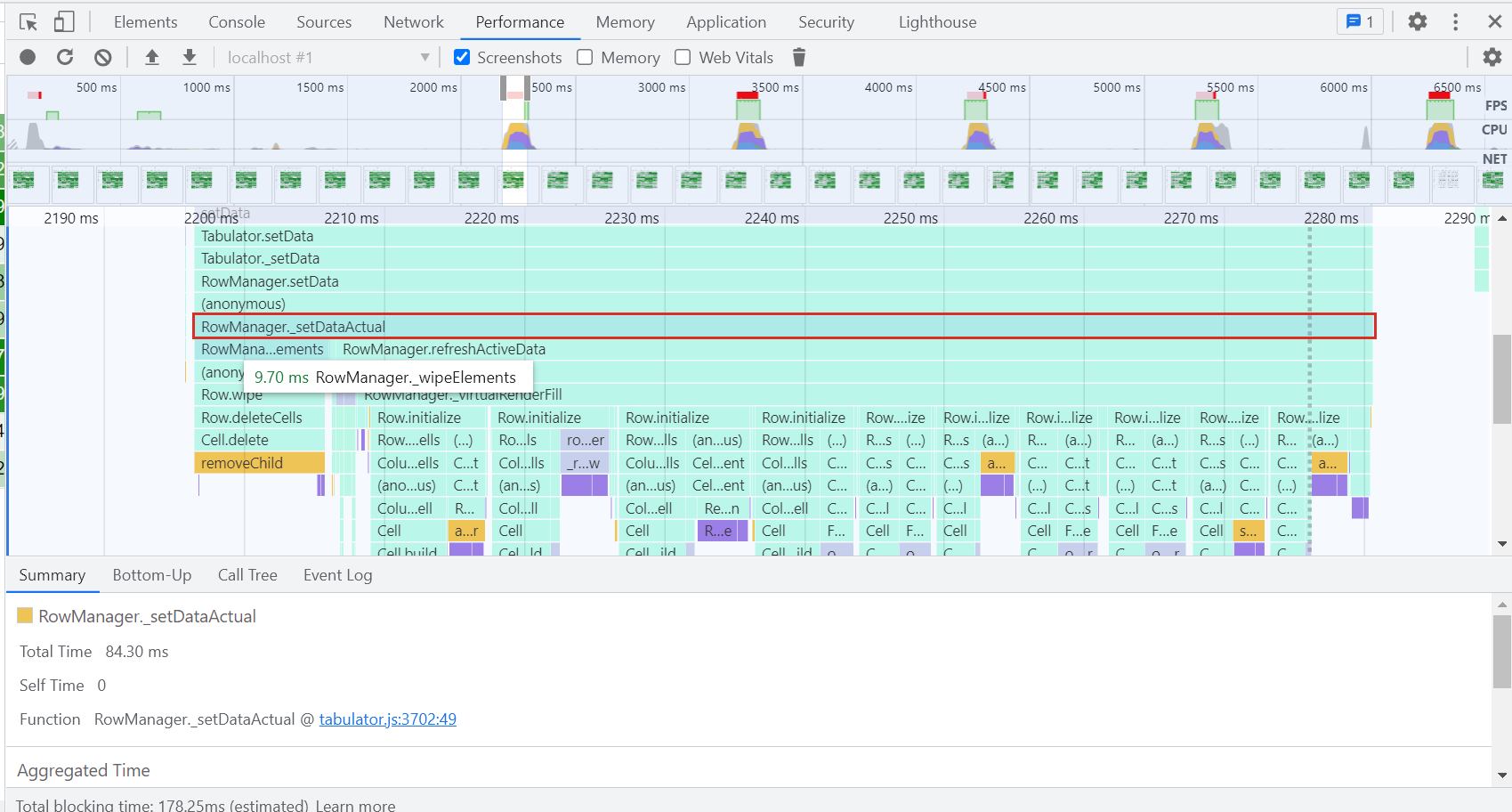 Updating values for Tabulator with heat map styling causes the whole ...