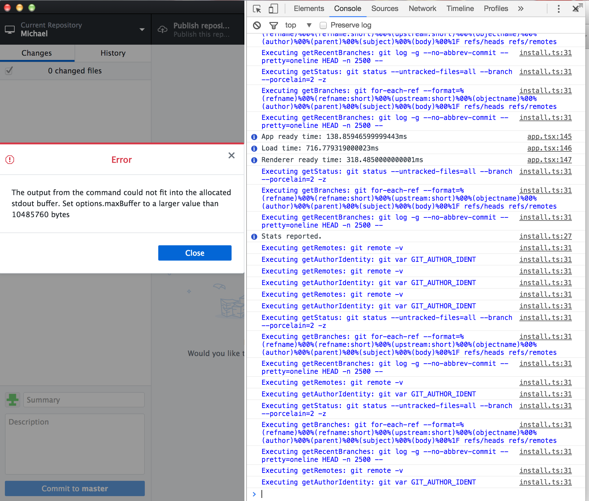 Repeated error messages when attempting to 