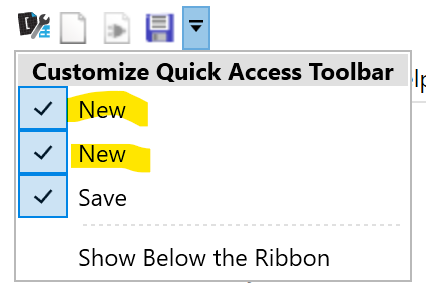 Customize Quick Access Toolbar shows 'New' twice · Issue #400 ...