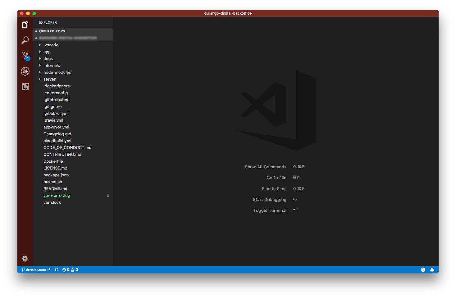 Title bar and sidebar change color to red when opening an specific git