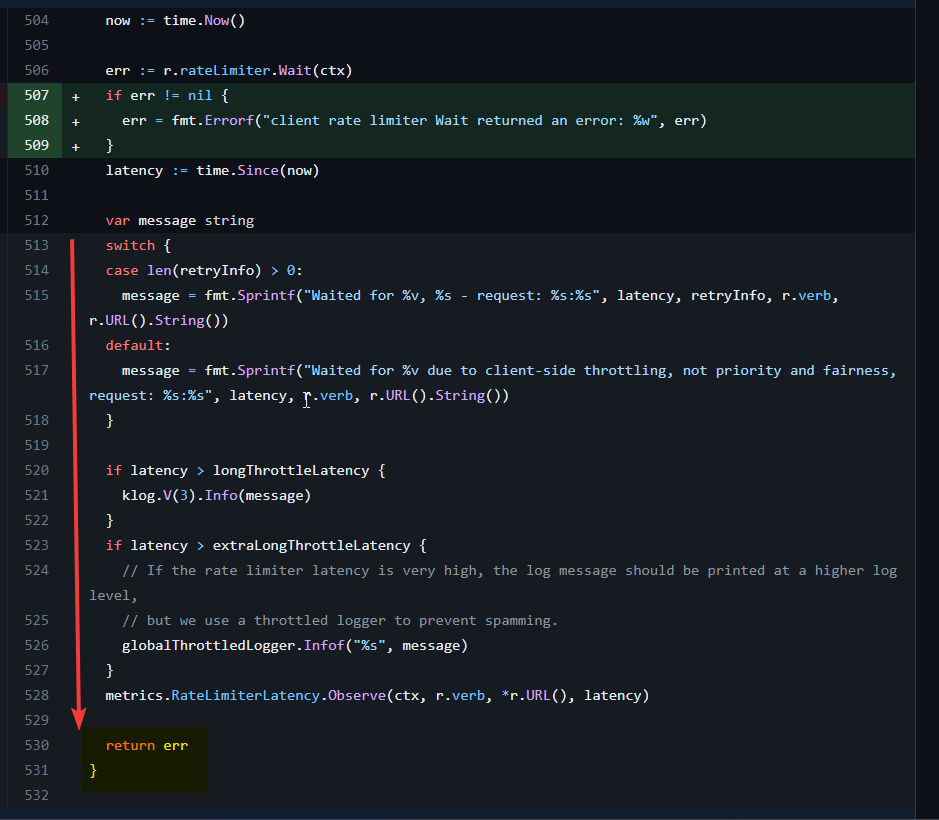 Error client rate limiter Wait returned an error rate Wait(n=1